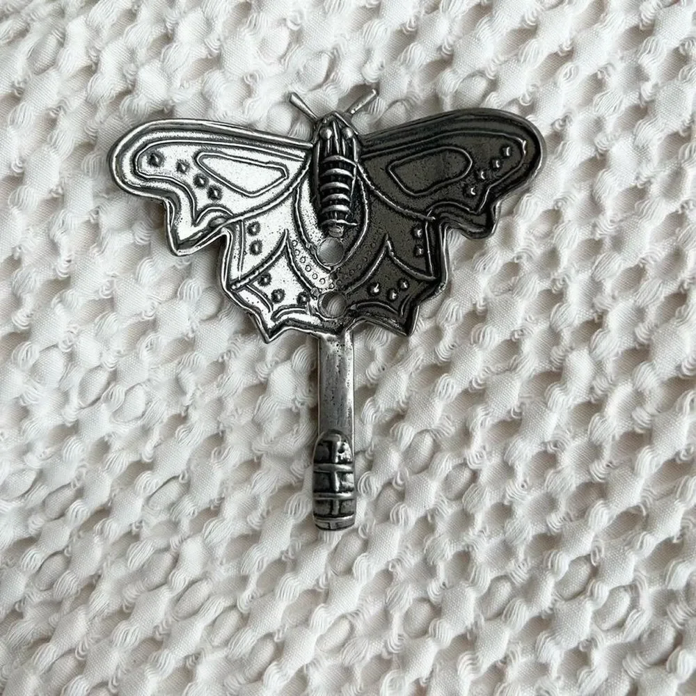 Vintage Pewter Luna Moth Butterfly Coat Wall Hook